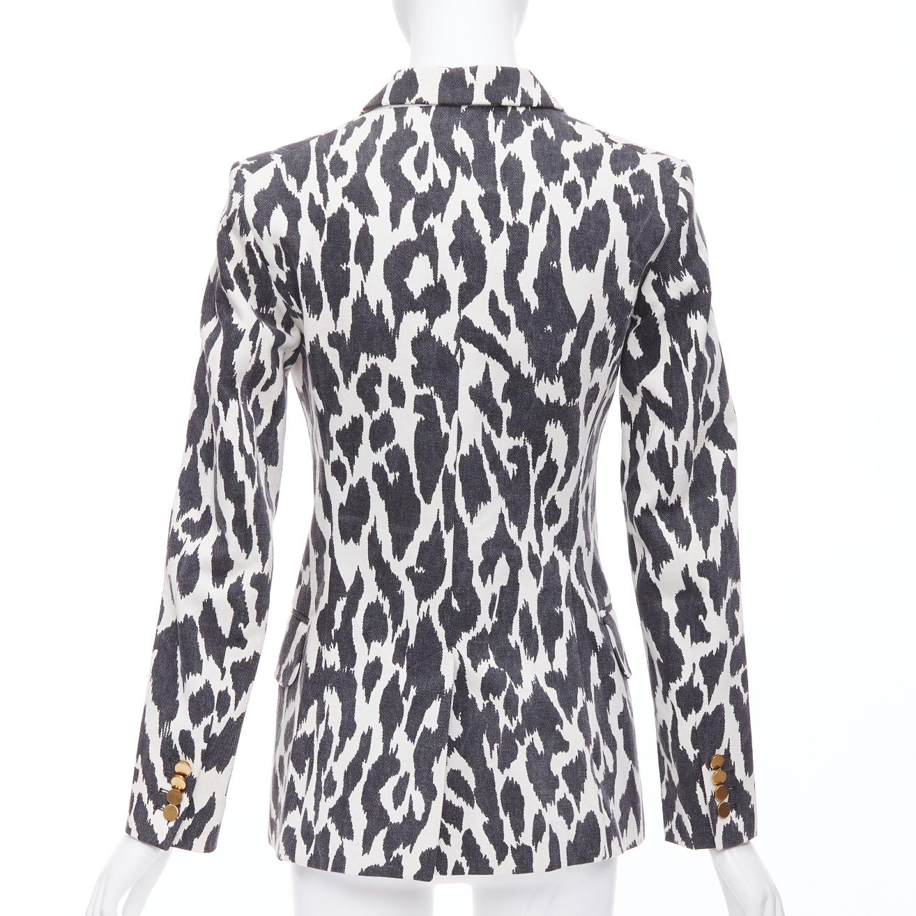 OLD CELINE Phoebe Philo black cream animal print cotton blazer jacket FR36 S For Sale 1
