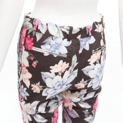 OLD CELINE Phoebe Philo black floral print cotton twill tapered pants FR34 XS