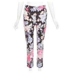 OLD CELINE Phoebe Philo black floral print cotton twill tapered pants FR34 XS
