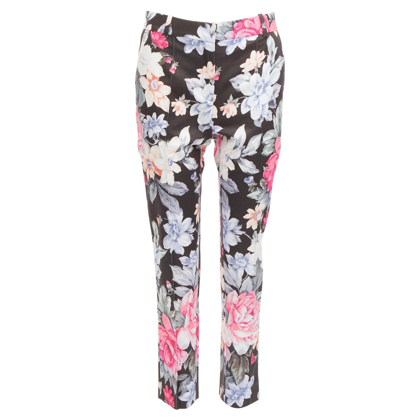 VECCHIO CELINE Phoebe Philo pantaloni affusolati in twill di cotone con stampa floreale FR34 XS