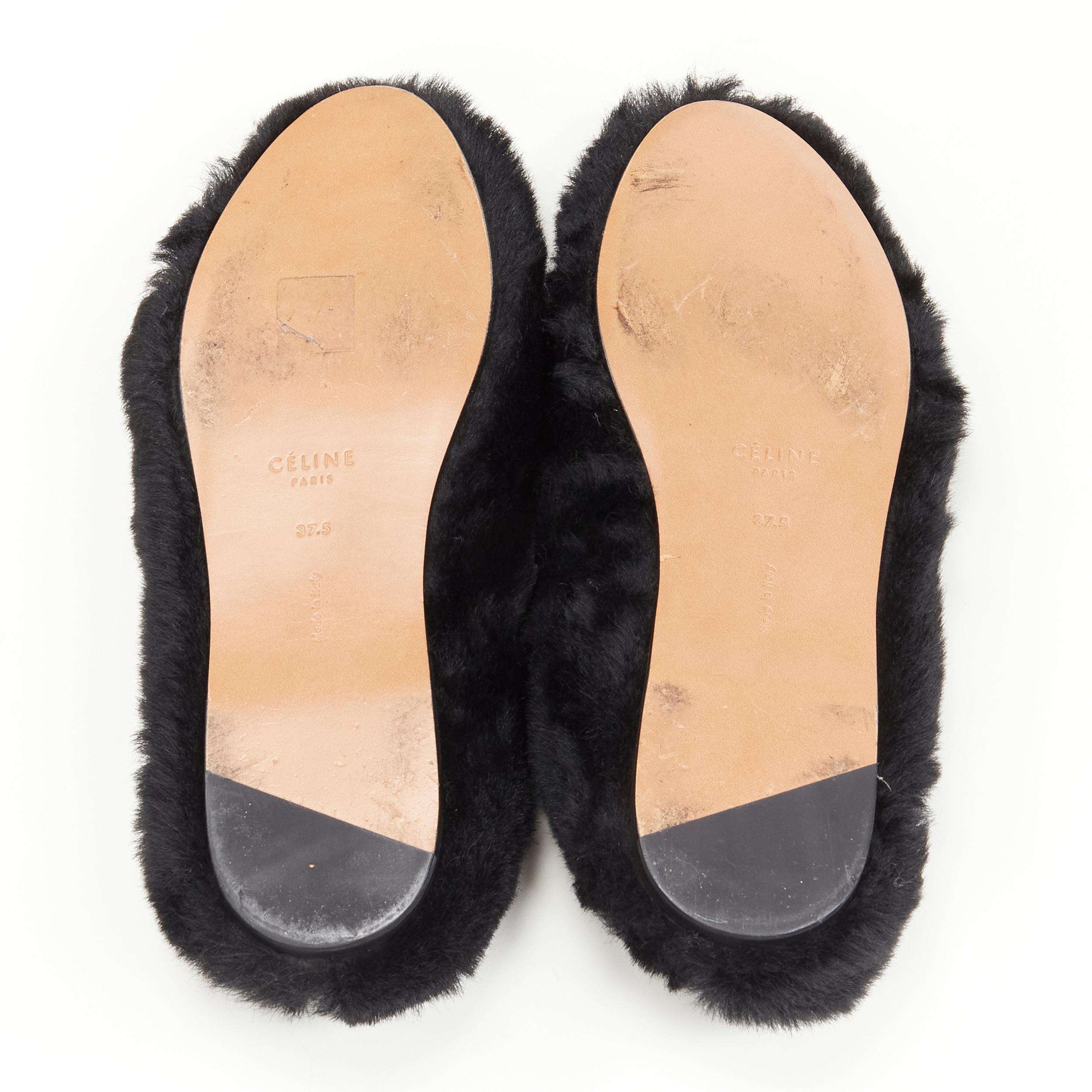 OLD CELINE Phoebe Philo black fluffy fur slip on flats EU37.5 5
