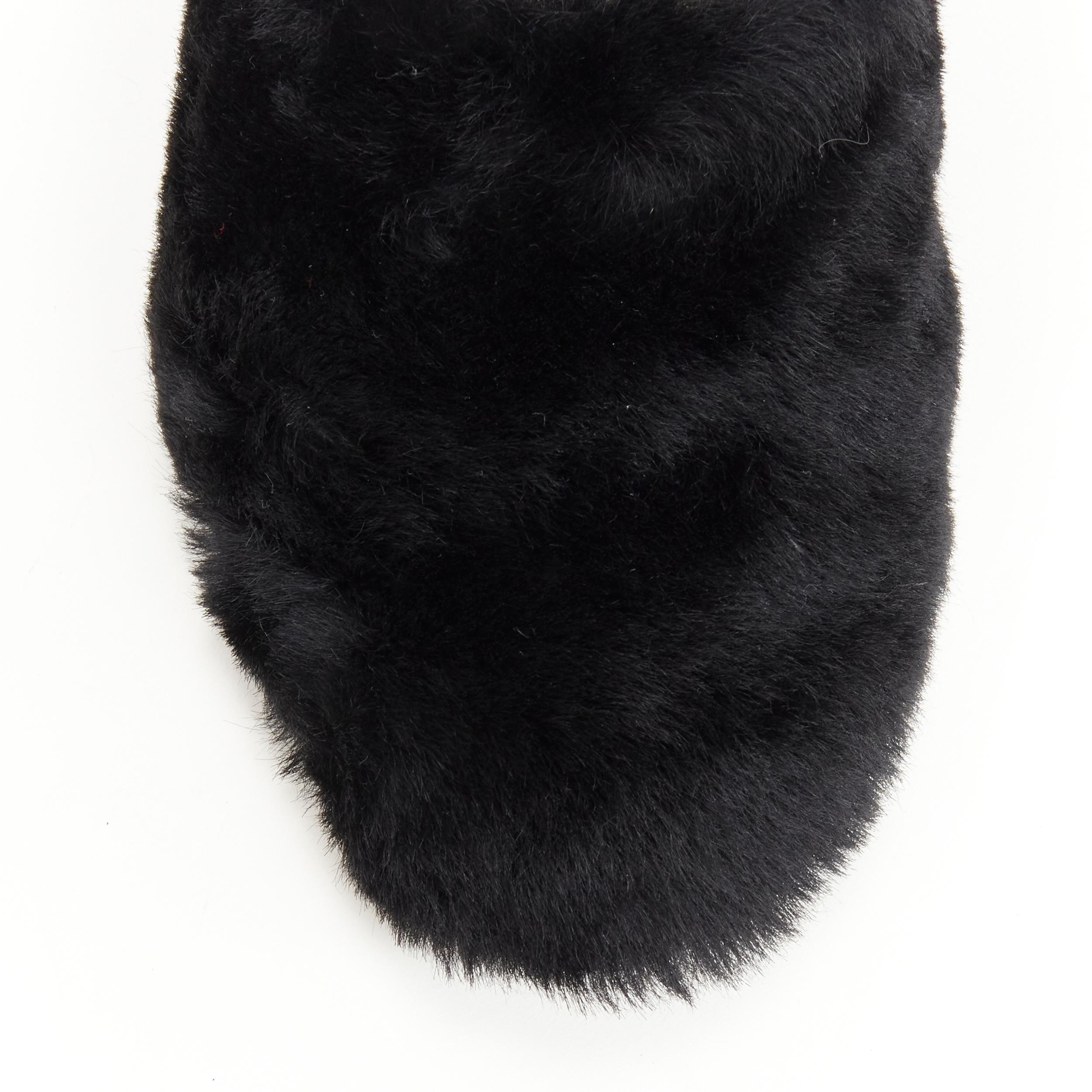 Women's OLD CELINE Phoebe Philo black fluffy fur slip on flats EU37.5