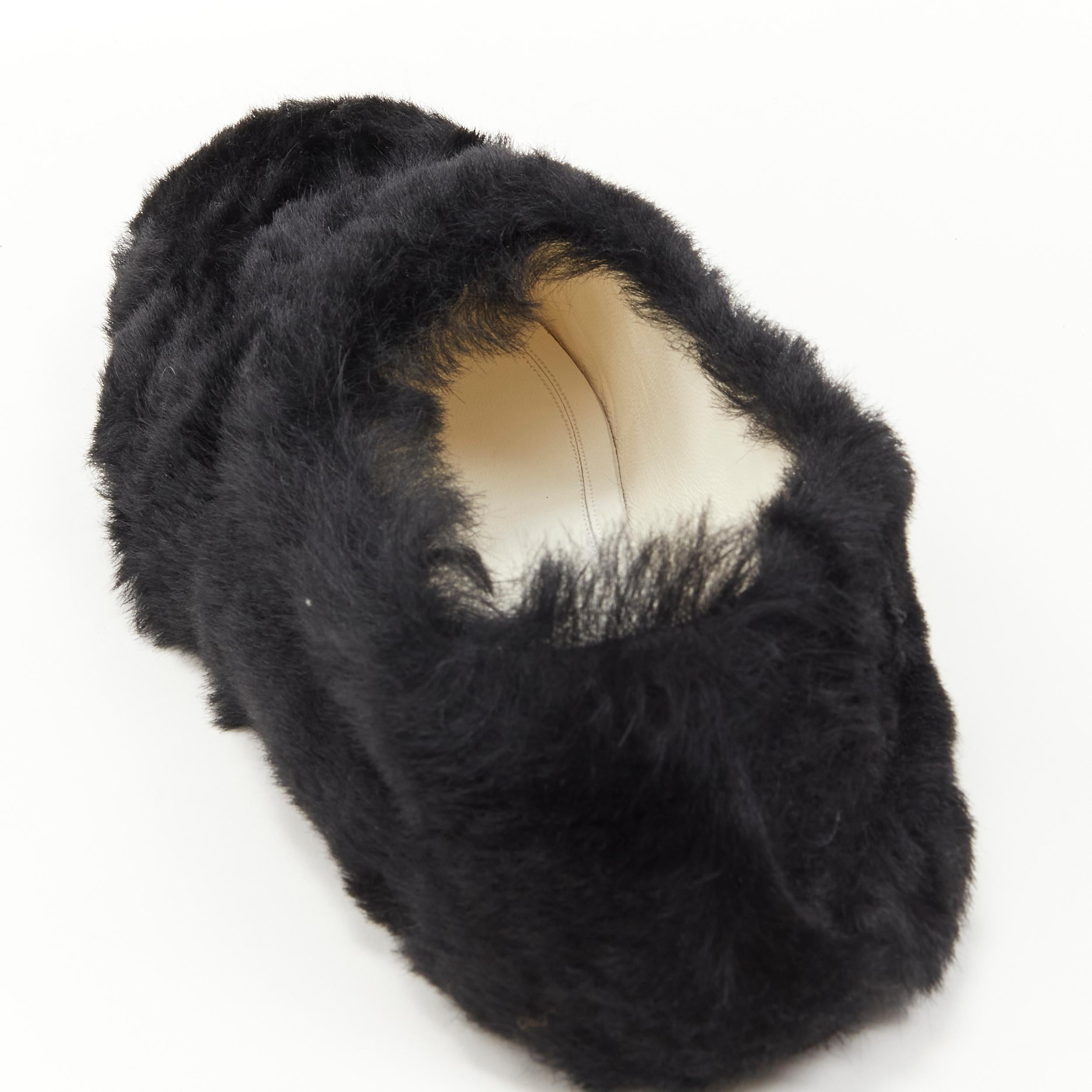 OLD CELINE Phoebe Philo black fluffy fur slip on flats EU37.5 2