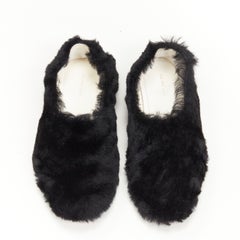 OLD CELINE Phoebe Philo black fluffy fur slip on flats EU37.5