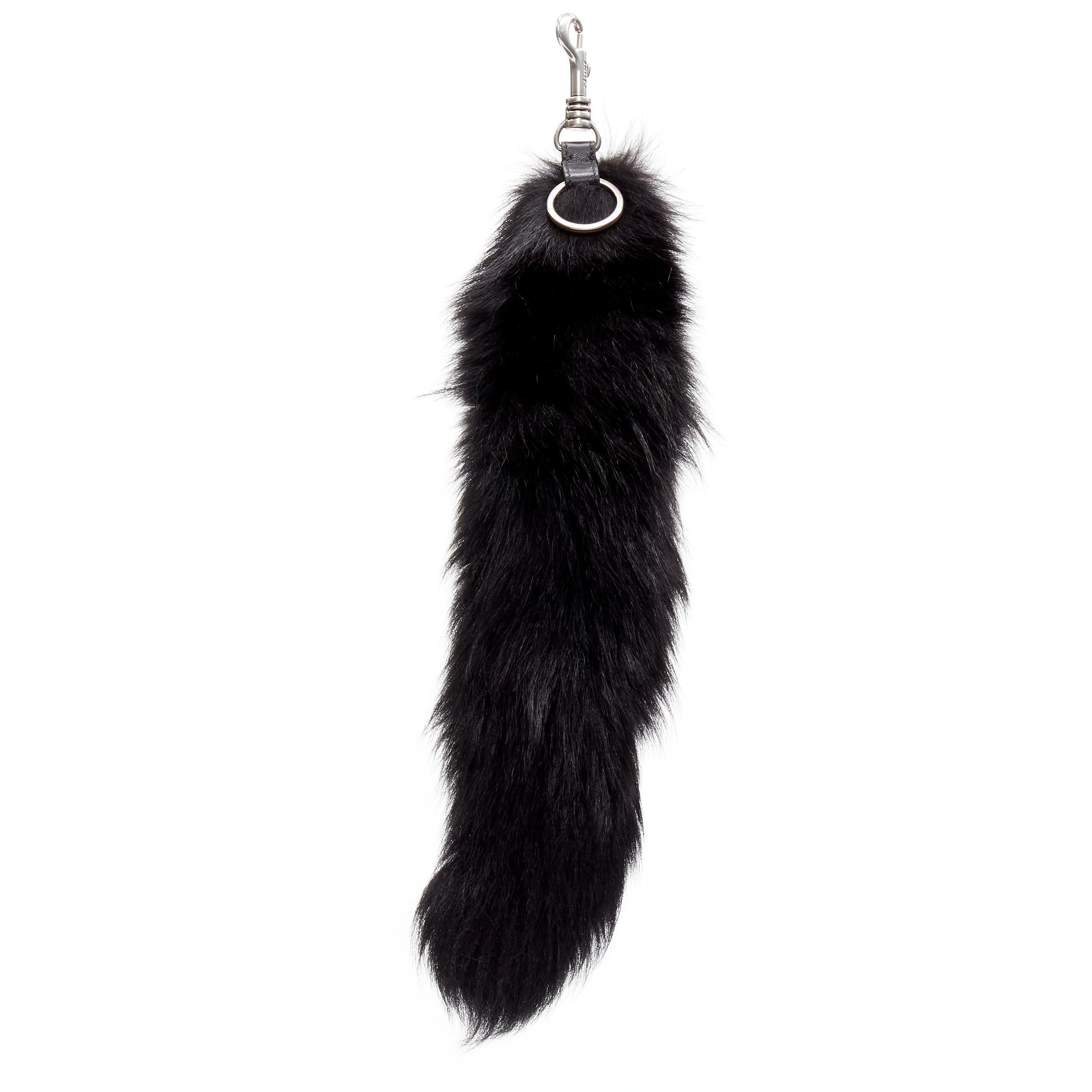 Donna VECCHIO CELINE Phoebe Philo nero coda di volpe chiusura portachiavi in tono argento in vendita