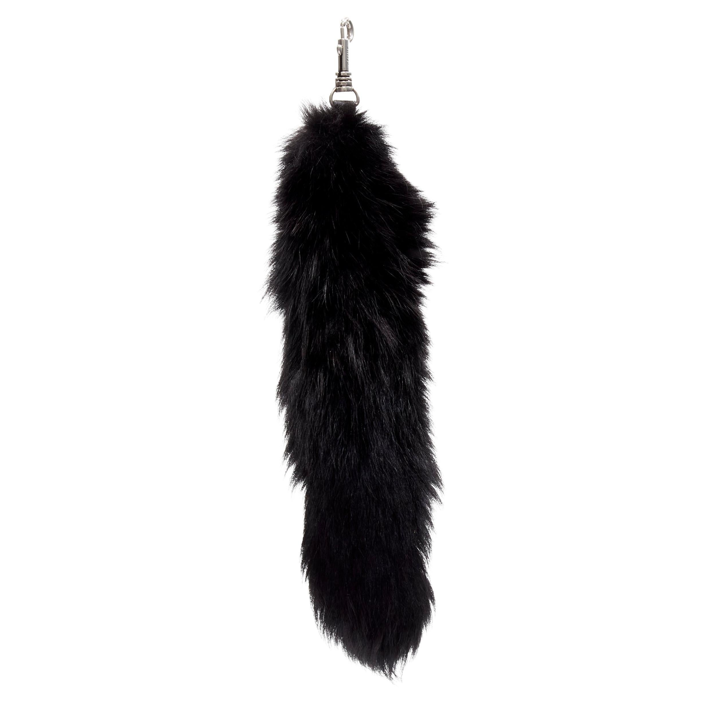 CELINE VIEJO Phoebe Philo cola de zorro negro cierre llavero tono plateado charm para bolso