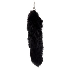 CELINE VIEJO Phoebe Philo cola de zorro negro cierre llavero tono plateado charm para bolso