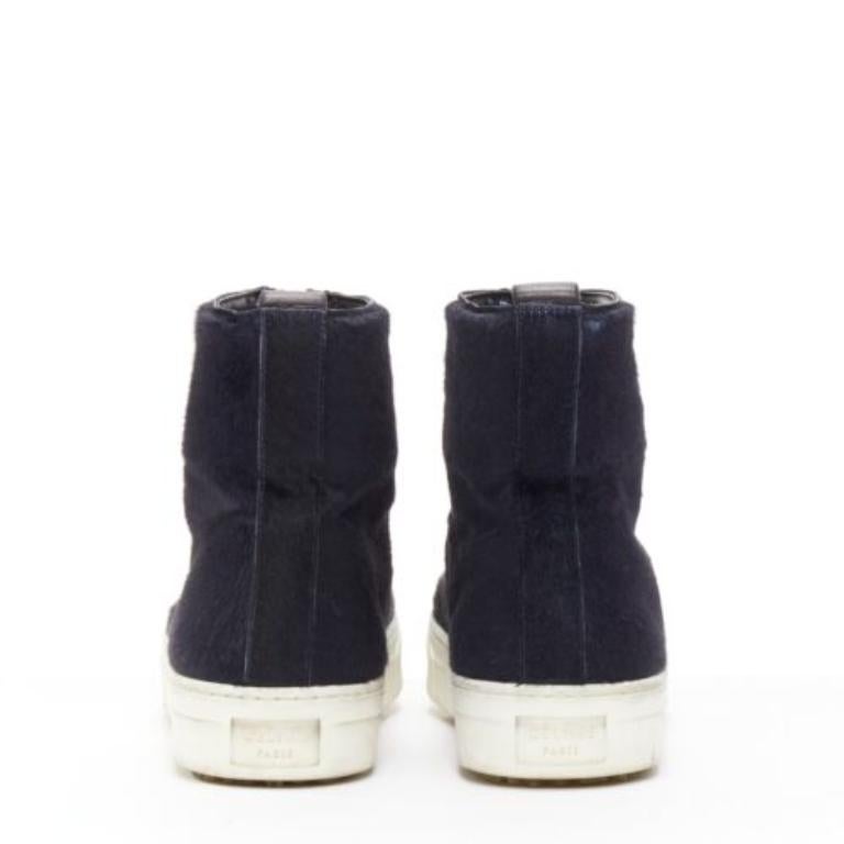 Women's OLD CELINE Phoebe Philo black horse hair O-ring zipper high top sneaker EU38 For Sale