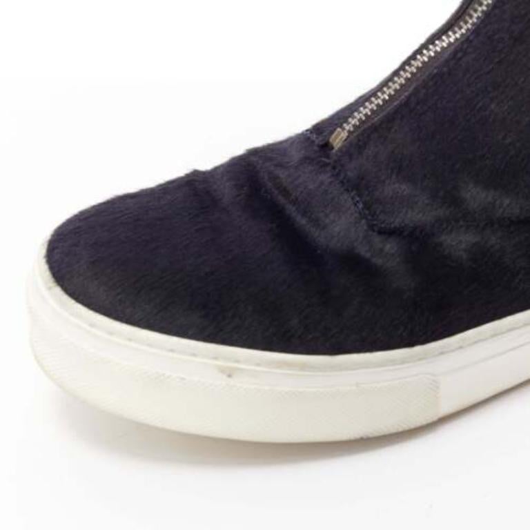 OLD CELINE Phoebe Philo black horse hair O-ring zipper high top sneaker EU38 For Sale 2