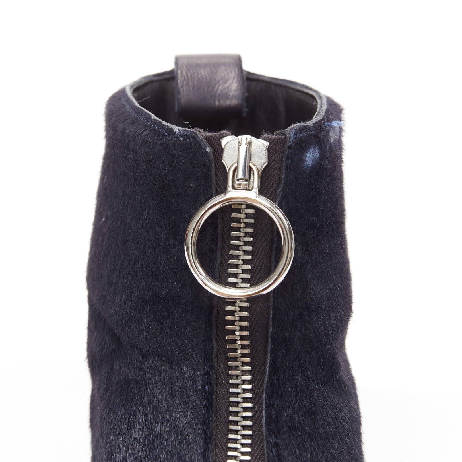 OLD CELINE Phoebe Philo black horse hair O-ring zipper high top sneaker EU38 For Sale 4
