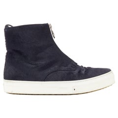 OLD CELINE Phoebe Philo black horse hair O-ring zipper high top sneaker EU38