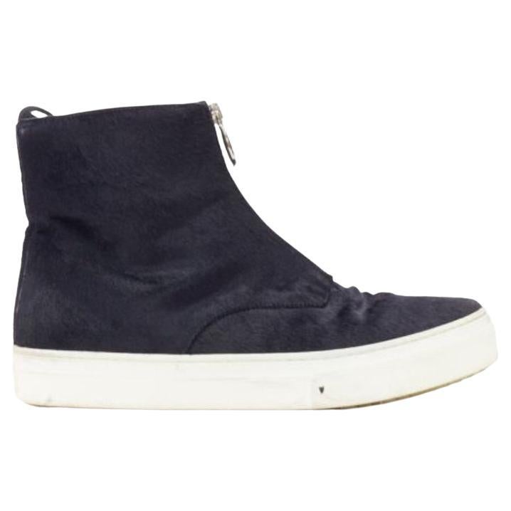 OLD CELINE Phoebe Philo black horse hair O-ring zipper high top sneaker EU38 For Sale