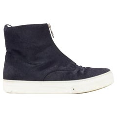 VECCHIA Celine Phoebe Philo in pelo di cavallo nero con cerniera O-ring e sneaker alta EU38