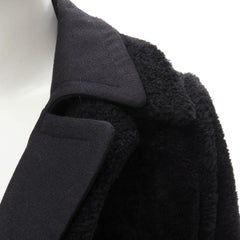 OLD CELINE Phoebe Philo black lambskin shearling wool layered coat FR34 XS