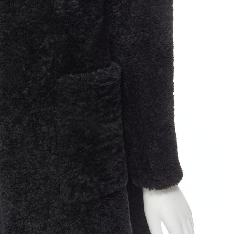 OLD CELINE Phoebe Philo black lambskin shearling wool layered coat FR34 XS For Sale 3
