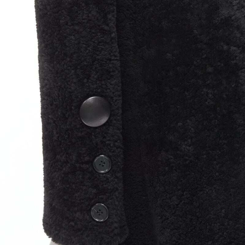 OLD CELINE Phoebe Philo black lambskin shearling wool layered coat FR34 XS For Sale 4