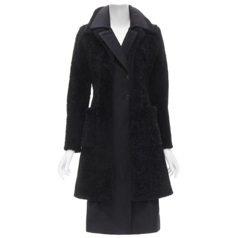 Runway Max Mara Lammfellmantel OLD CELINE Phoebe Philo Schwarzer  Lammfell-Mantel Aus Shearling