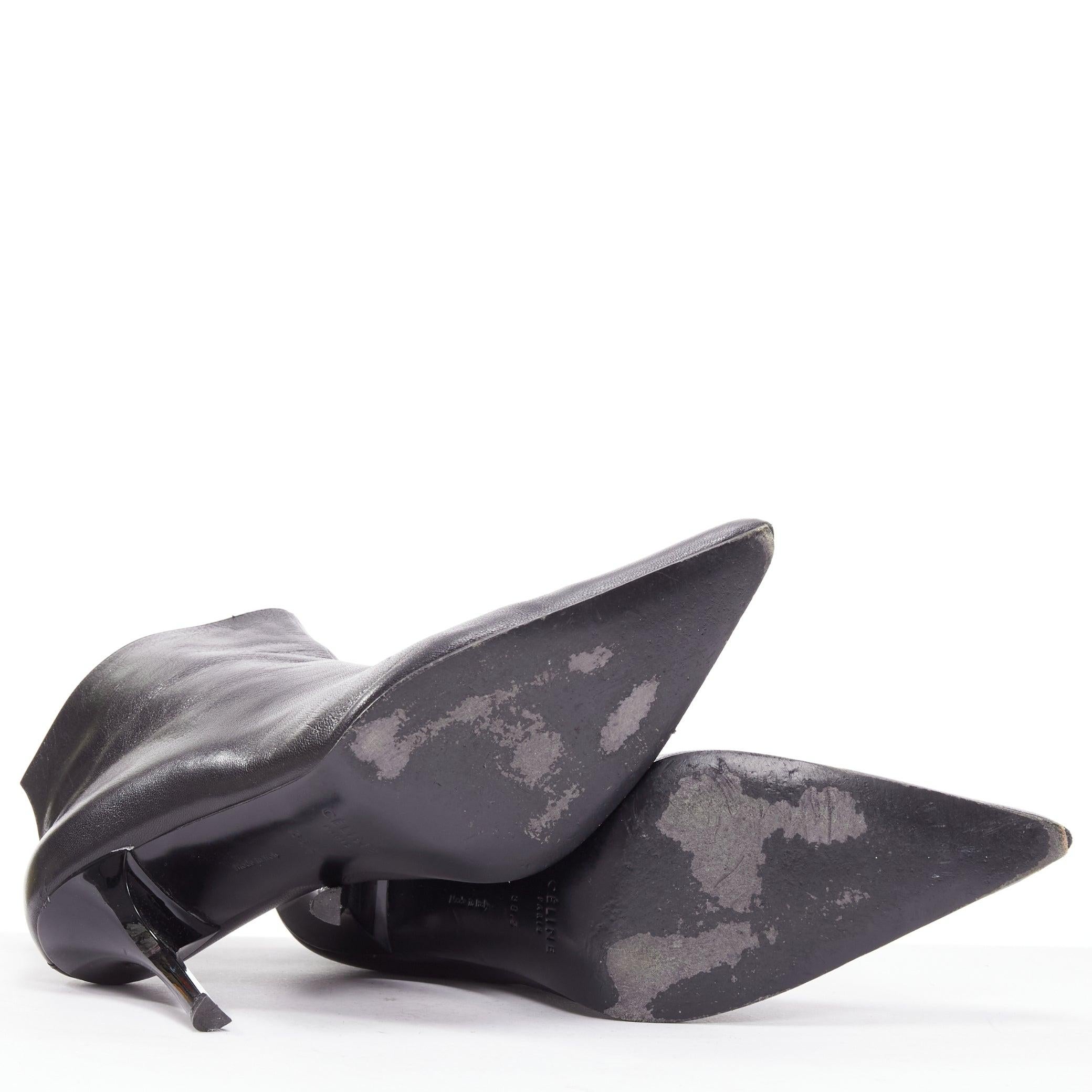 OLD CELINE Phoebe Philo black leather ankle bootie heels EU38.5 For Sale 5