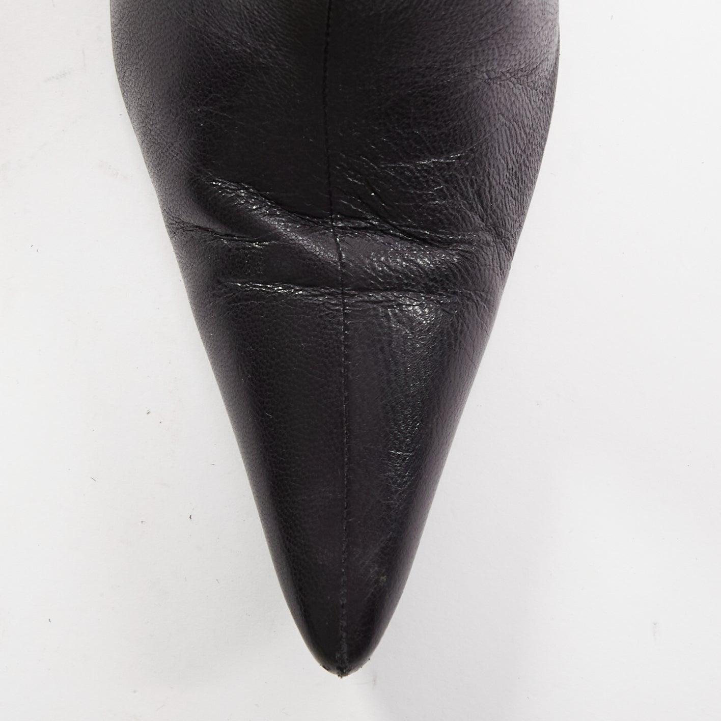 OLD CELINE Phoebe Philo black leather ankle bootie heels EU38.5 For Sale 1