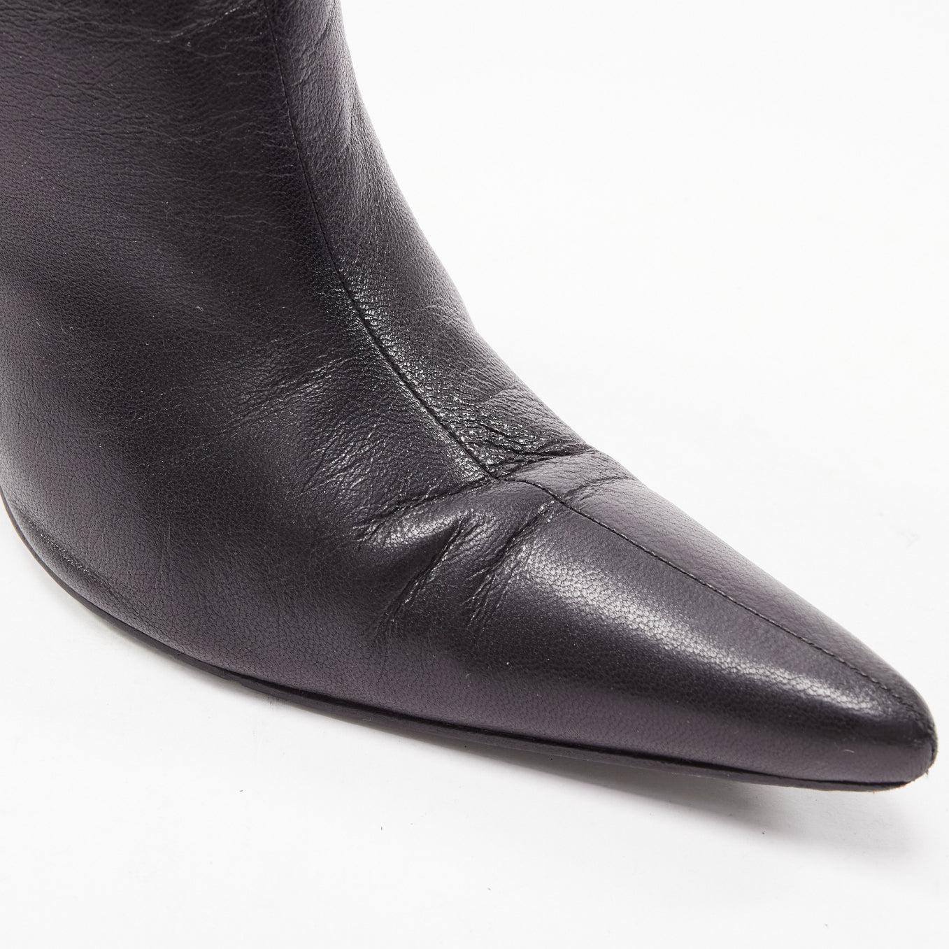 OLD CELINE Phoebe Philo black leather ankle bootie heels EU38.5 For Sale 2