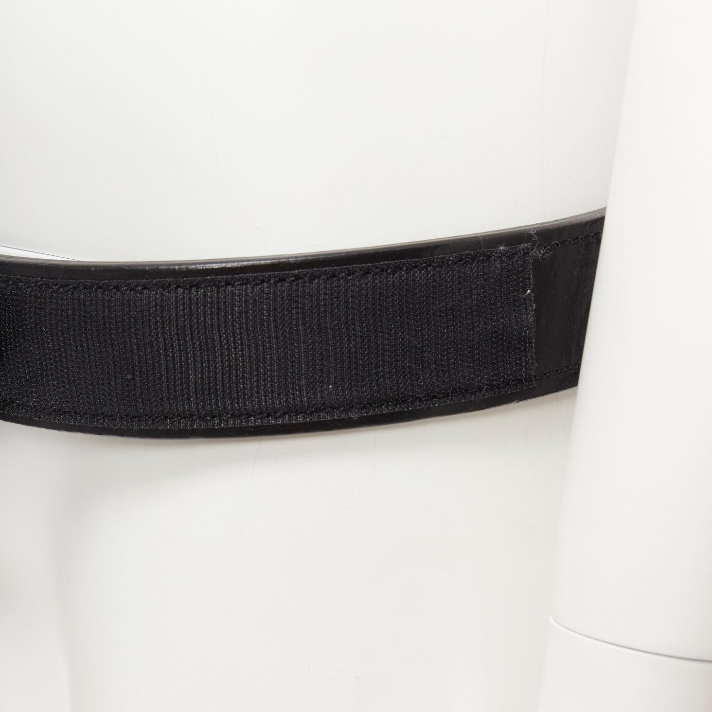 OLD CELINE Phoebe Philo black leather magic tape minimal classic wide belt M For Sale 2