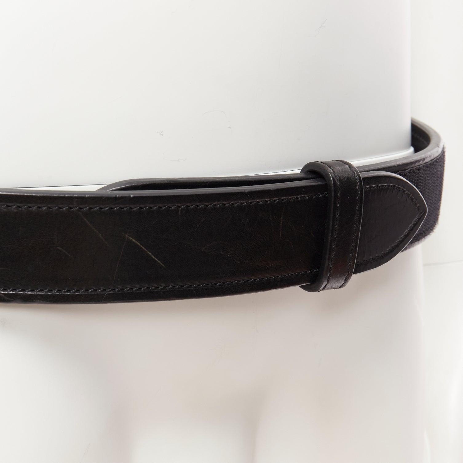OLD CELINE Phoebe Philo black leather magic tape minimal classic wide belt M For Sale 3