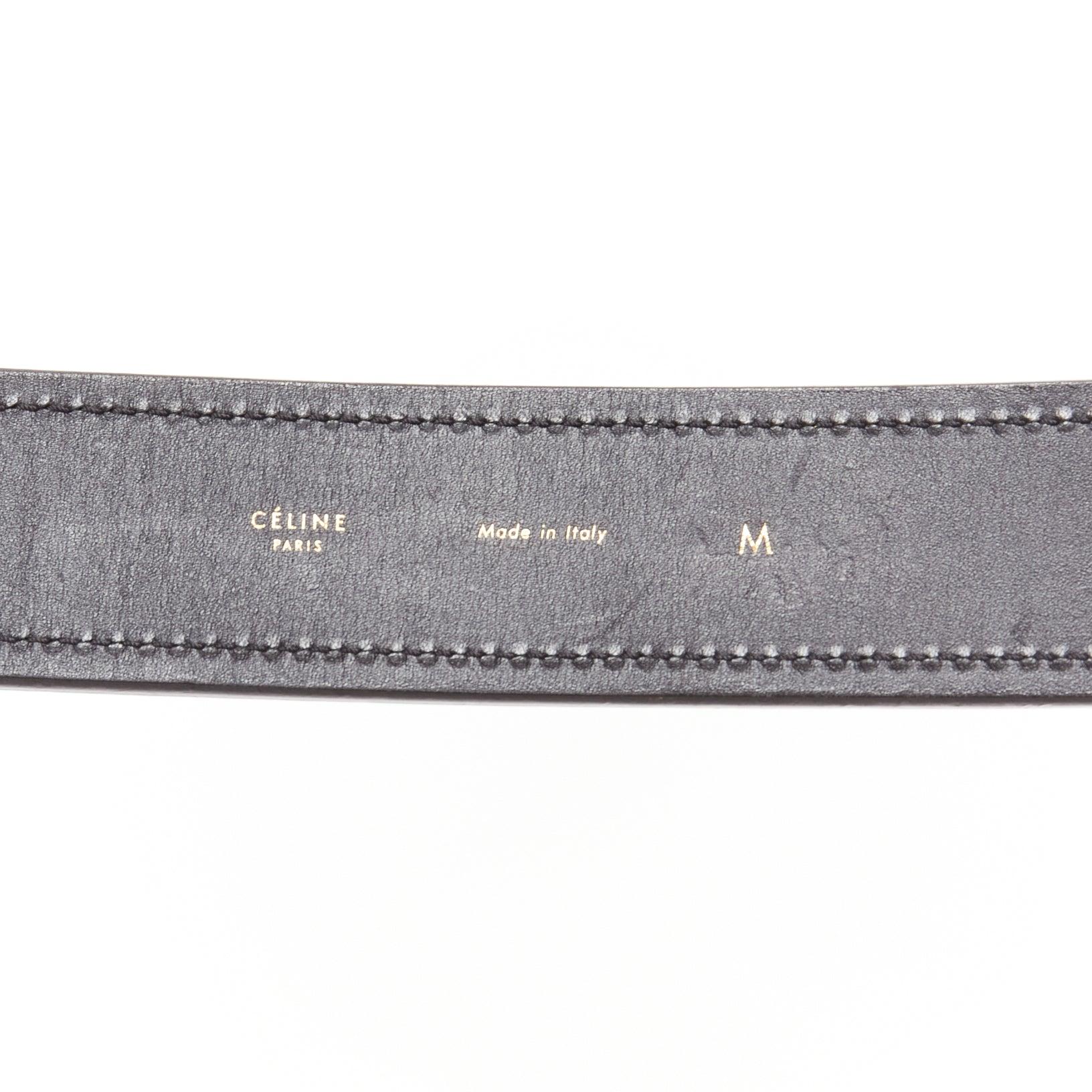 OLD CELINE Phoebe Philo black leather magic tape minimal classic wide belt M For Sale 4