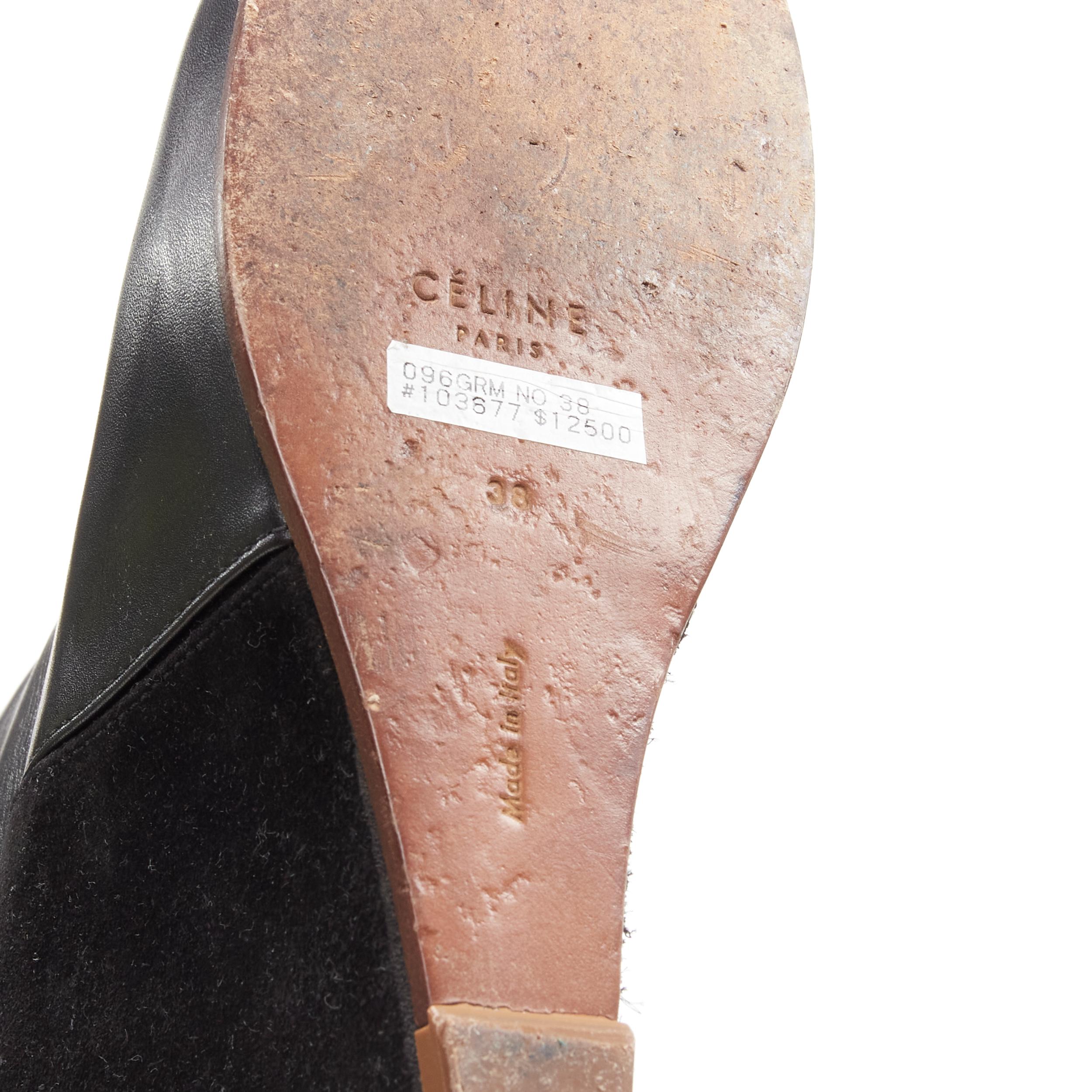 OLD CELINE Phoebe Philo black leather suede 50/50 platform wedge boot EU38 For Sale 5