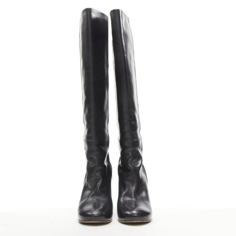 Black OLD CELINE Phoebe Philo black leather suede 50/50 platform wedge boot EU38