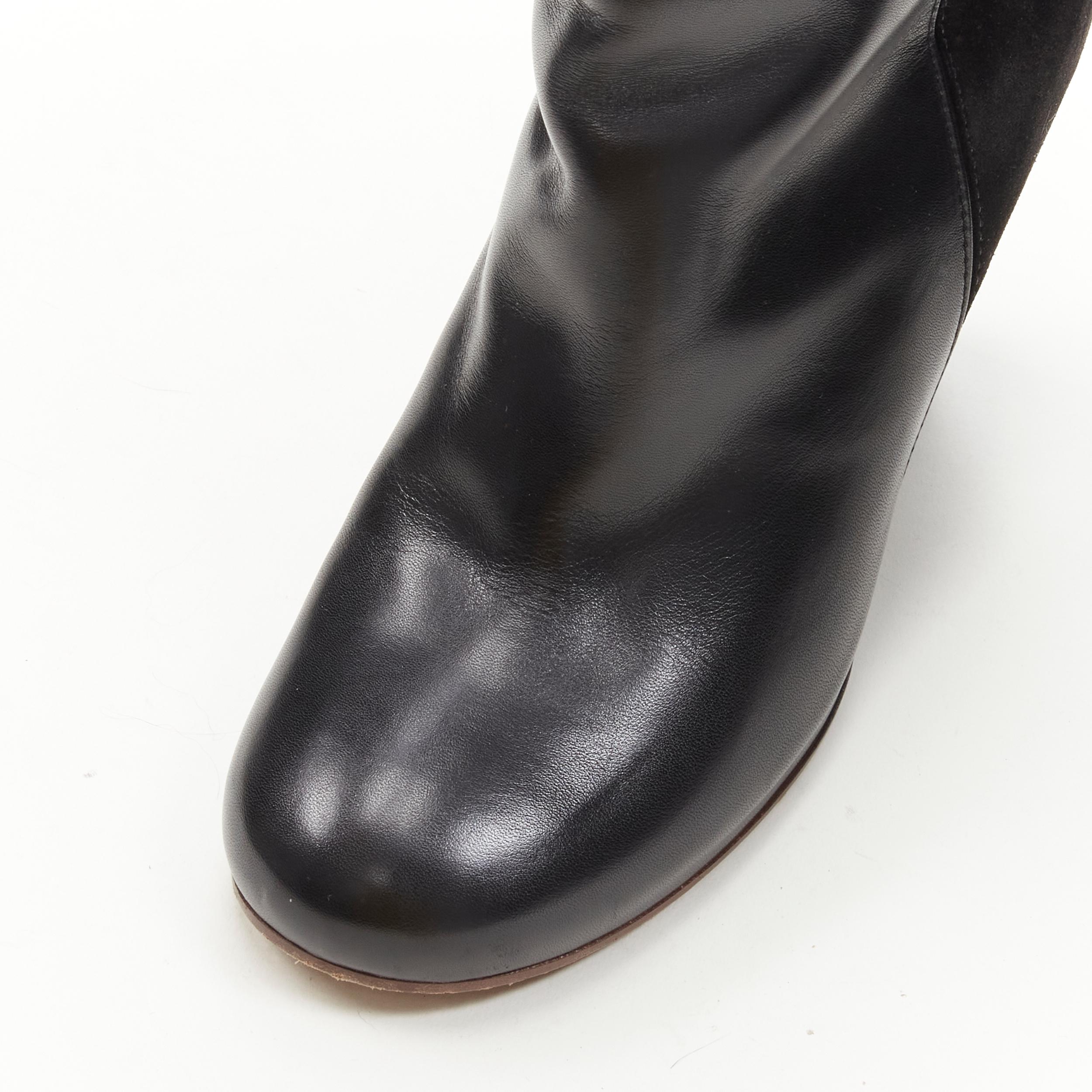 OLD CELINE Phoebe Philo black leather suede 50/50 platform wedge boot EU38 2