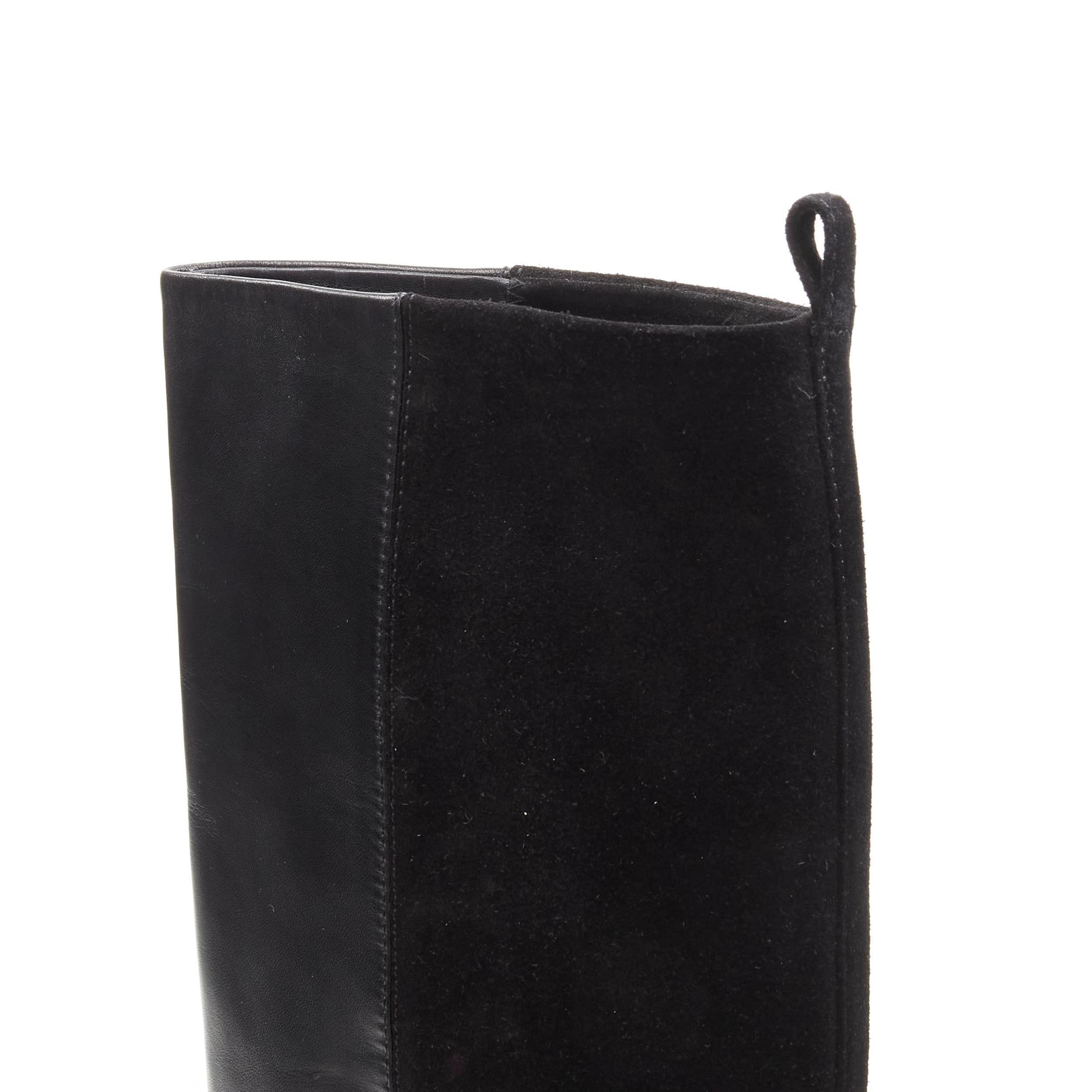 OLD CELINE Phoebe Philo black leather suede 50/50 platform wedge boot EU38 For Sale 4