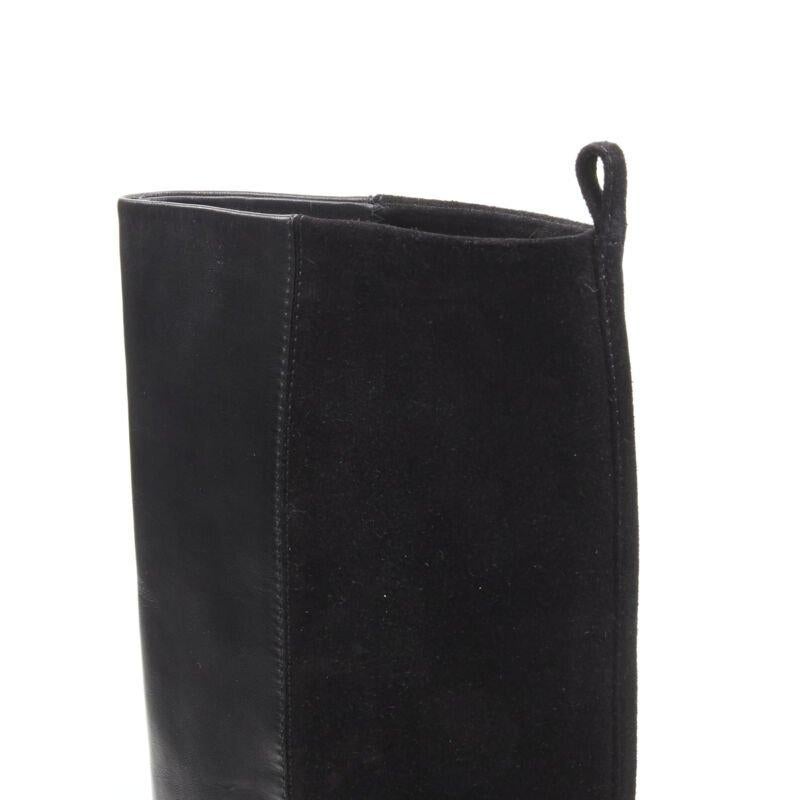 OLD CELINE Phoebe Philo black leather suede 50/50 platform wedge boot EU38 4
