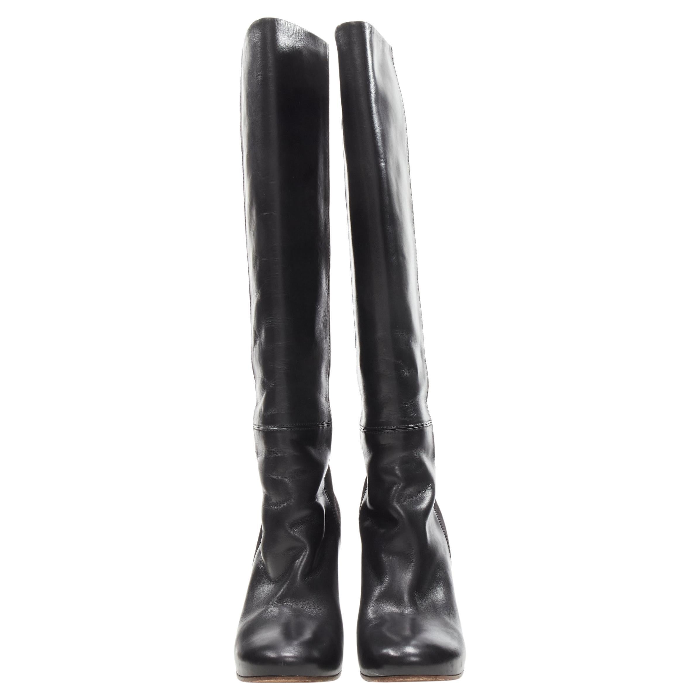 OLD CELINE Phoebe Philo black leather suede 50/50 platform wedge boot EU38 For Sale