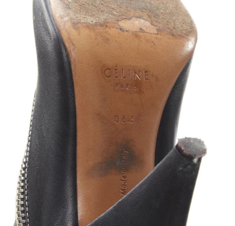 OLD CELINE Phoebe Philo Schwarzer Lederstiefel mit silbernem Reißverschluss und Kegelabsatz EU36,5 im Angebot 6