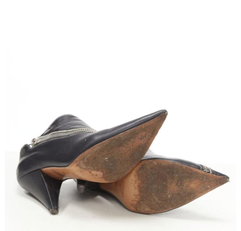 OLD CELINE Phoebe Philo Schwarzer Lederstiefel mit silbernem Reißverschluss und Kegelabsatz EU36,5 im Angebot 7