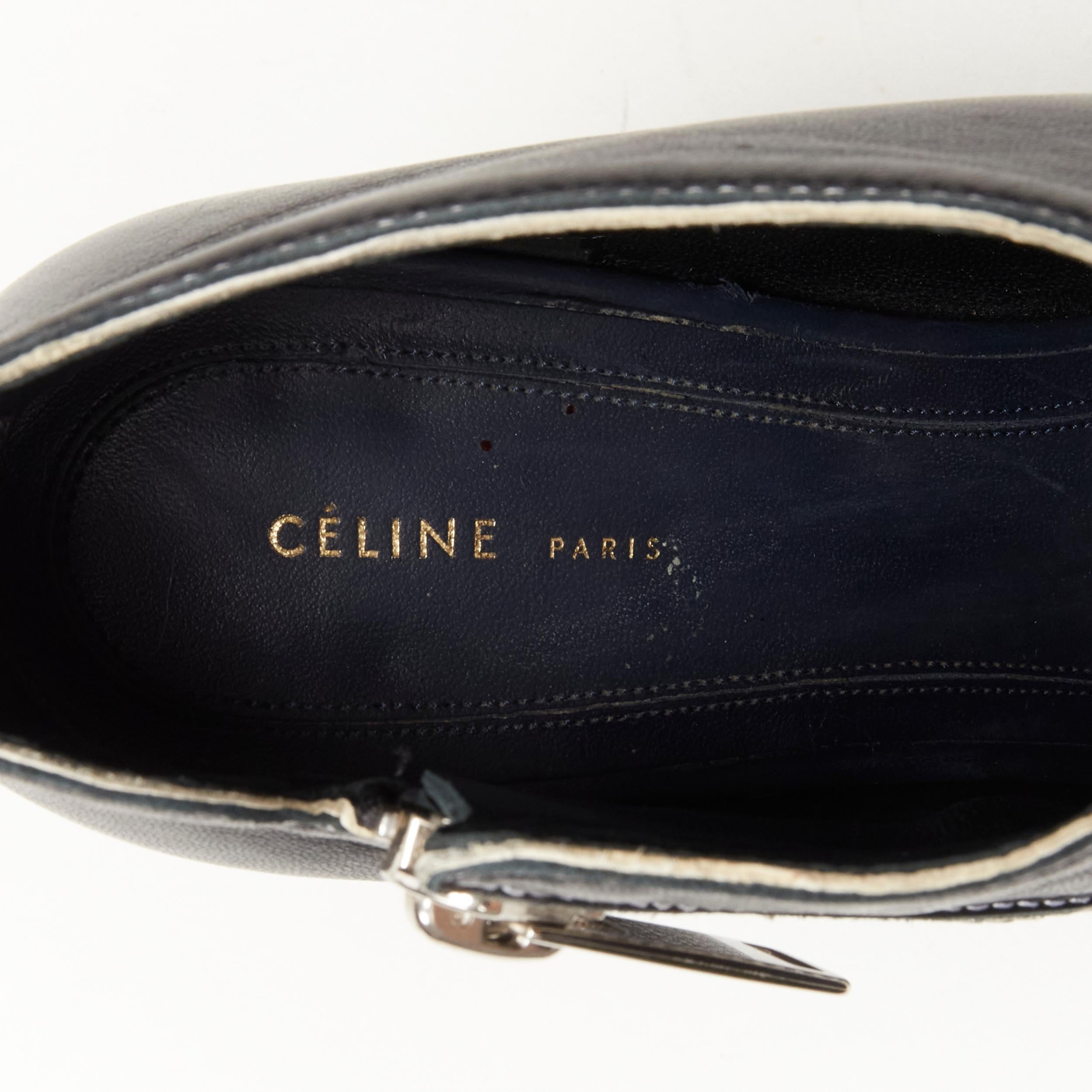 OLD CELINE Phoebe Philo black leather twist silver zip cone heel bootie EU36.5 For Sale 1