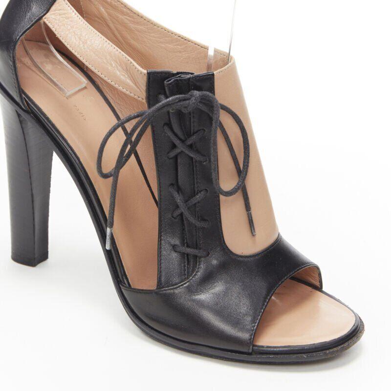 OLD CELINE Phoebe Philo - Bottines ouvertes à bout ouvert en dentelle et cuir noir nu EU40.5 en vente 2