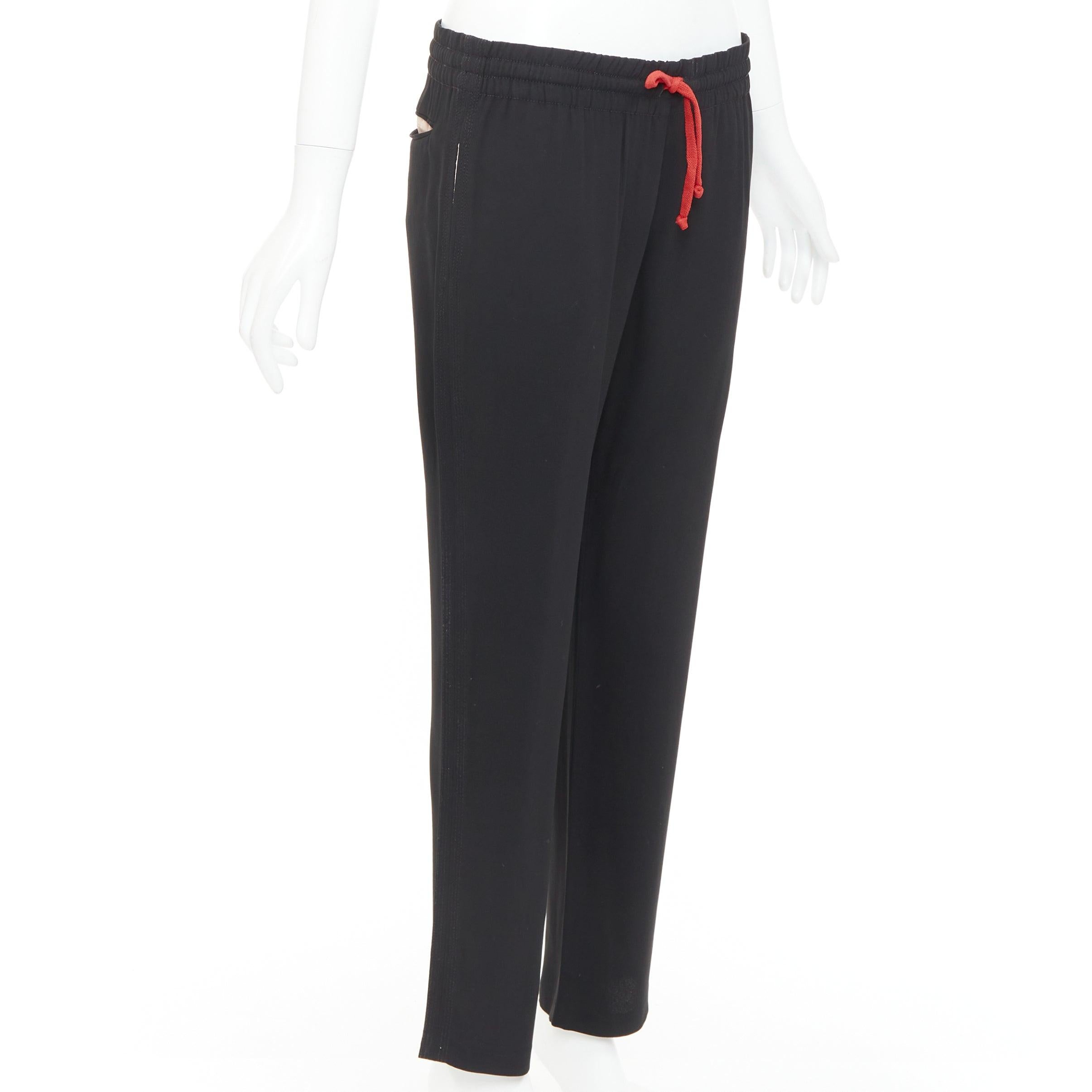 Noir OLD Celine Phoebe Philo noir rouge cordon de serrage pantalon cropped nude facing FR36 S en vente