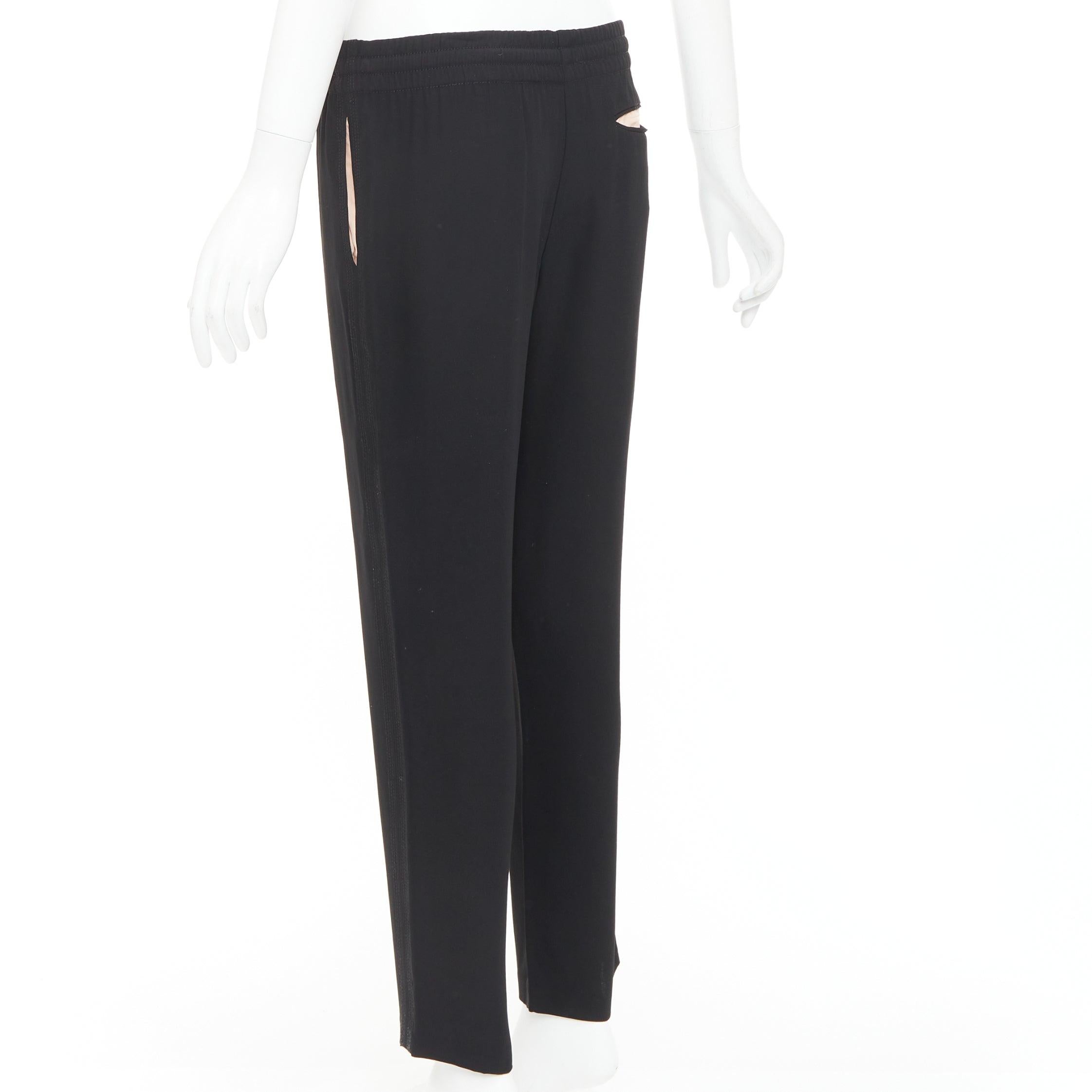 OLD Celine Phoebe Philo noir rouge cordon de serrage pantalon cropped nude facing FR36 S en vente 1