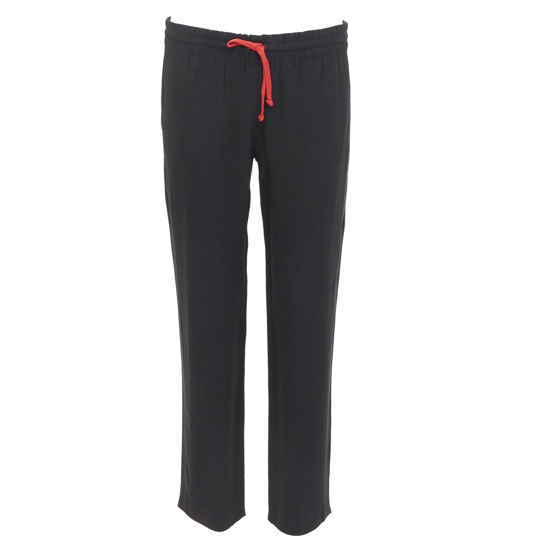OLD CELINE Phoebe Philo black red drawstring nude facing cropped trousers FR36 S