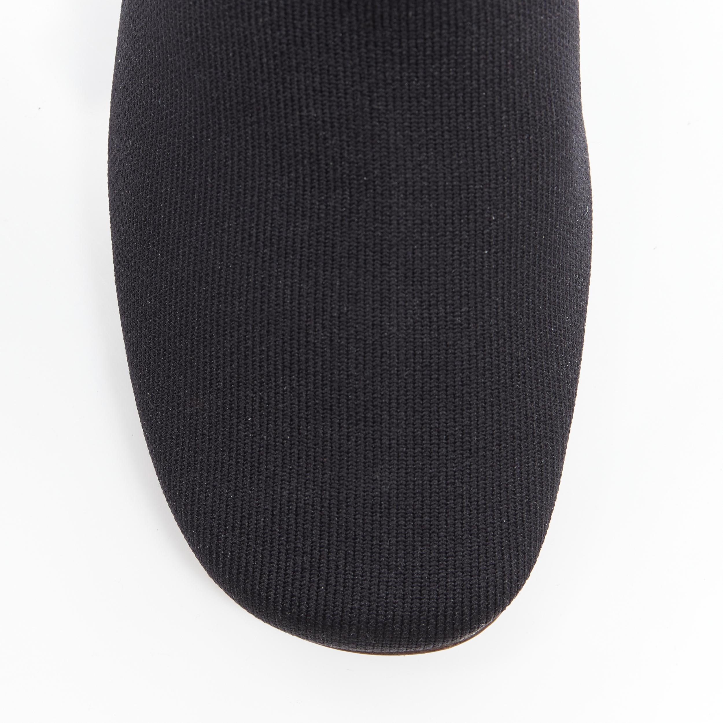 Women's OLD CELINE PHOEBE PHILO black sock knit round toe wooden block heel bootie EU37