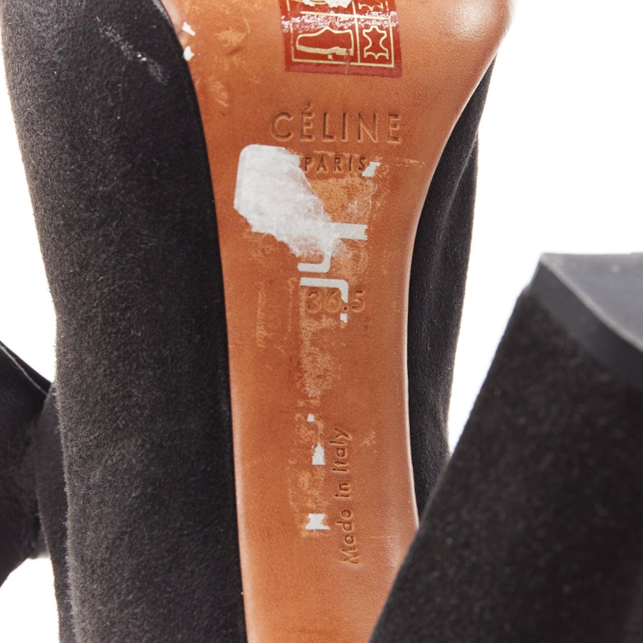 OLD CELINE Phoebe Philo black suede bow high heel mules EU36.5 For Sale 5