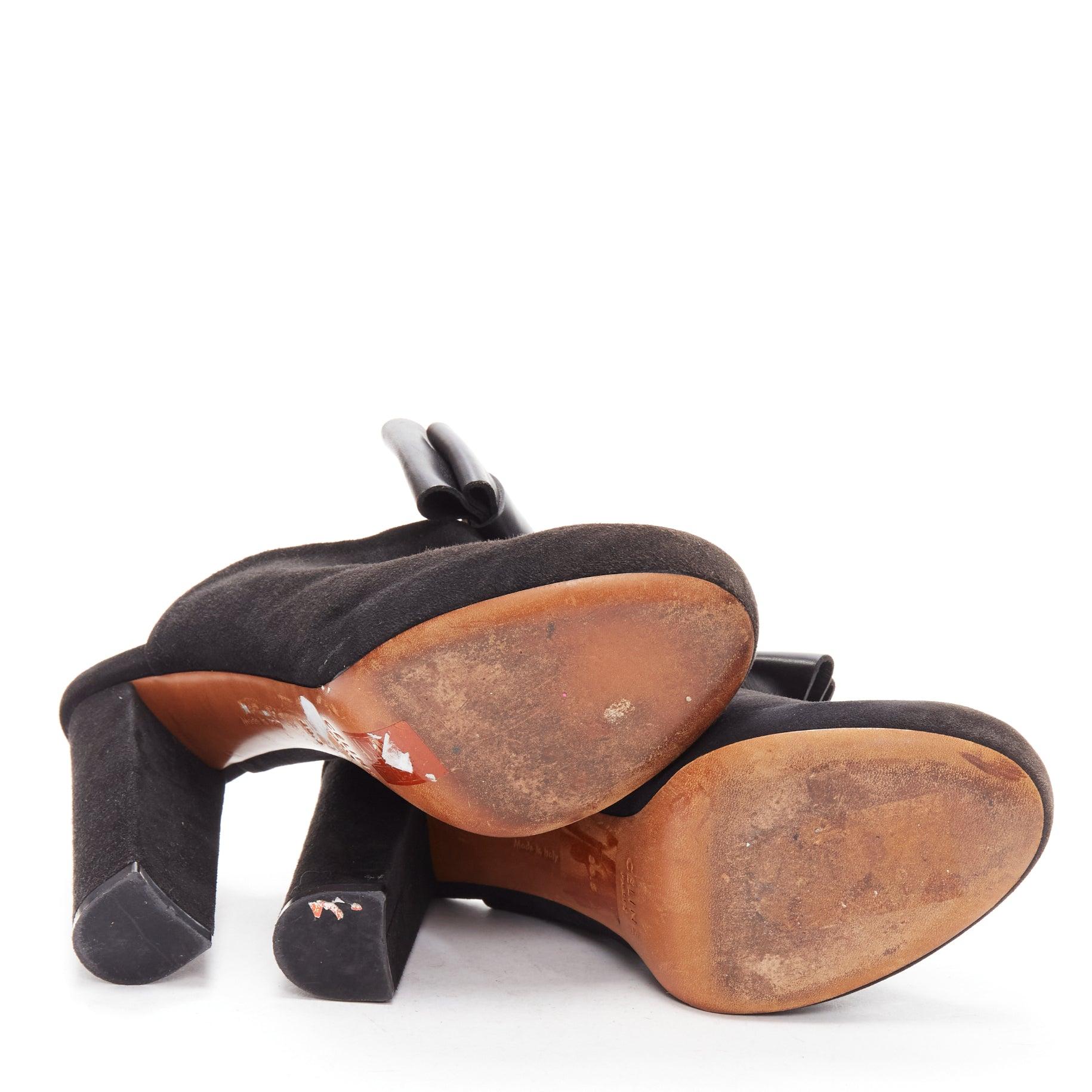 OLD CELINE Phoebe Philo black suede bow high heel mules EU36.5 For Sale 6