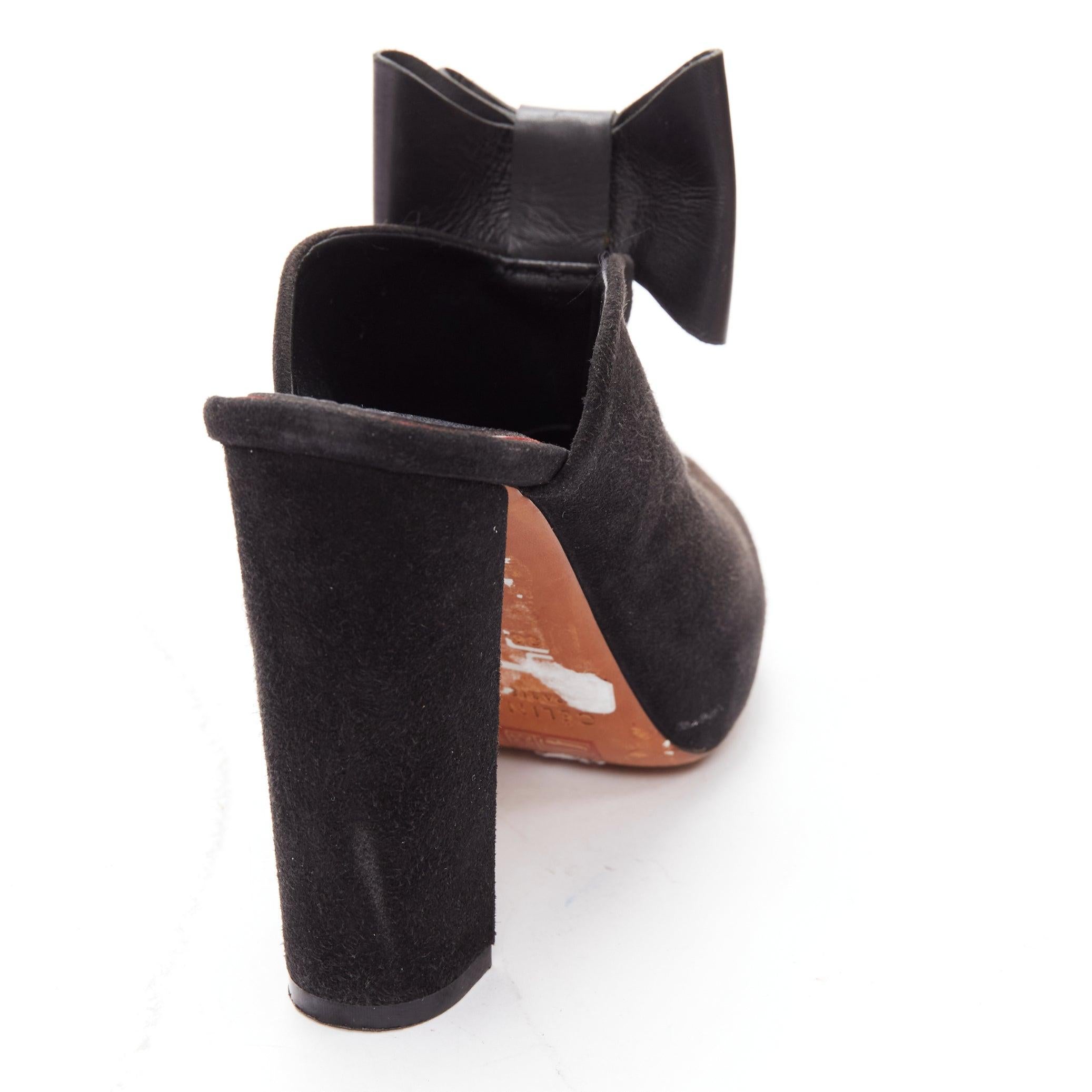 OLD CELINE Phoebe Philo black suede bow high heel mules EU36.5 For Sale 3