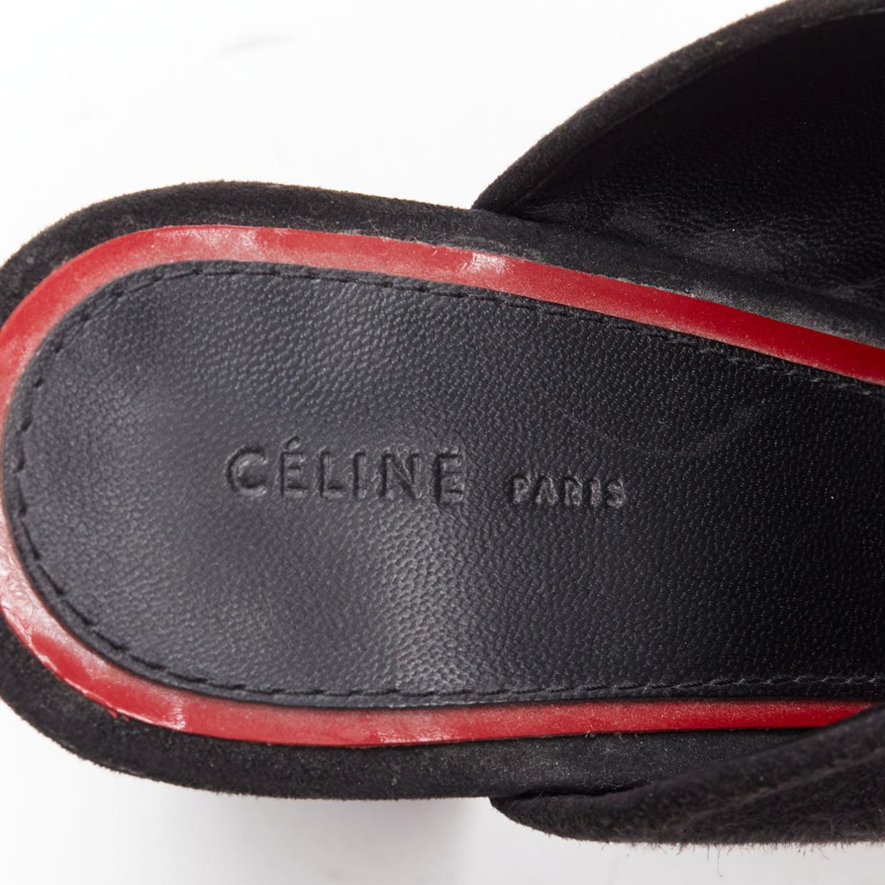 OLD CELINE Phoebe Philo black suede bow high heel mules EU36.5 For Sale 4