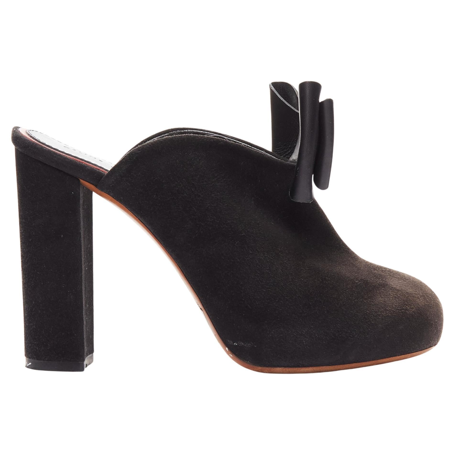 OLD CELINE Phoebe Philo black suede bow high heel mules EU36.5 For Sale