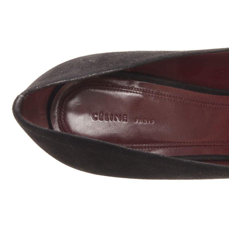 OLD CELINE Phoebe Philo black suede leather point tie pigalle stiletto pump EU38 For Sale 5