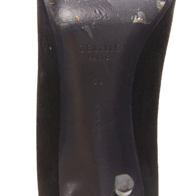 OLD CELINE Phoebe Philo black suede leather point tie pigalle stiletto pump EU38 For Sale 6