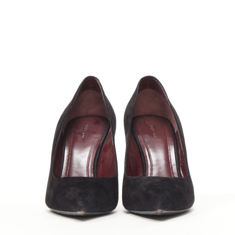 Black OLD CELINE Phoebe Philo black suede leather point tie pigalle stiletto pump EU38 For Sale