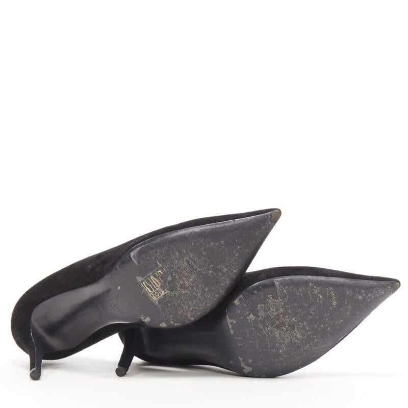 OLD CELINE Phoebe Philo black suede leather point tie pigalle stiletto pump EU38 For Sale 1